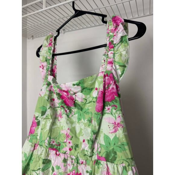 Torrid Midi Poplin Tiered Ruffle Strap Dress Floral NWT - Picture 5 of 9